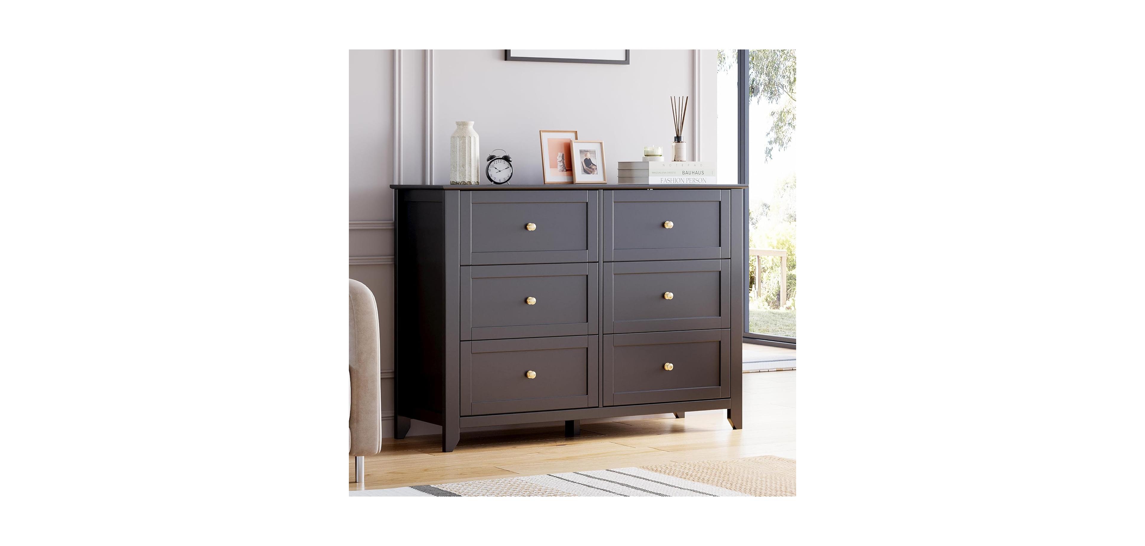 gaomon 6 Drawers Dresser for Bedroom, Farmhouse Wood Dressers & Chest of Drawers for Clothes