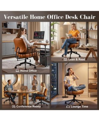 Ergonomic Mid Back Swivel Office Chair, Extra Wide Comfy Desk Chair with Lumbar Support, Height Adjustable Home Office Task Chair