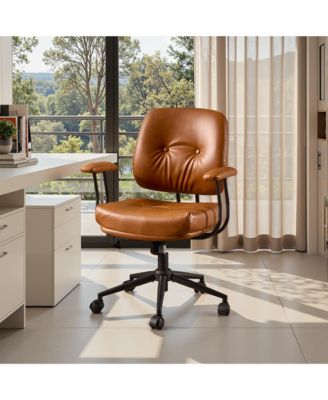 Ergonomic Mid Back Swivel Office Chair, Extra Wide Comfy Desk Chair with Lumbar Support, Height Adjustable Home Office Task Chair