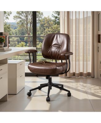 Ergonomic Mid Back Swivel Office Chair, Extra Wide Comfy Desk Chair with Lumbar Support, Height Adjustable Home Office Task Chair