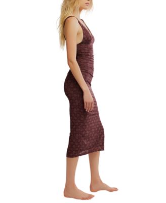Women's Long Live Printed Mesh Sleeveless Dress