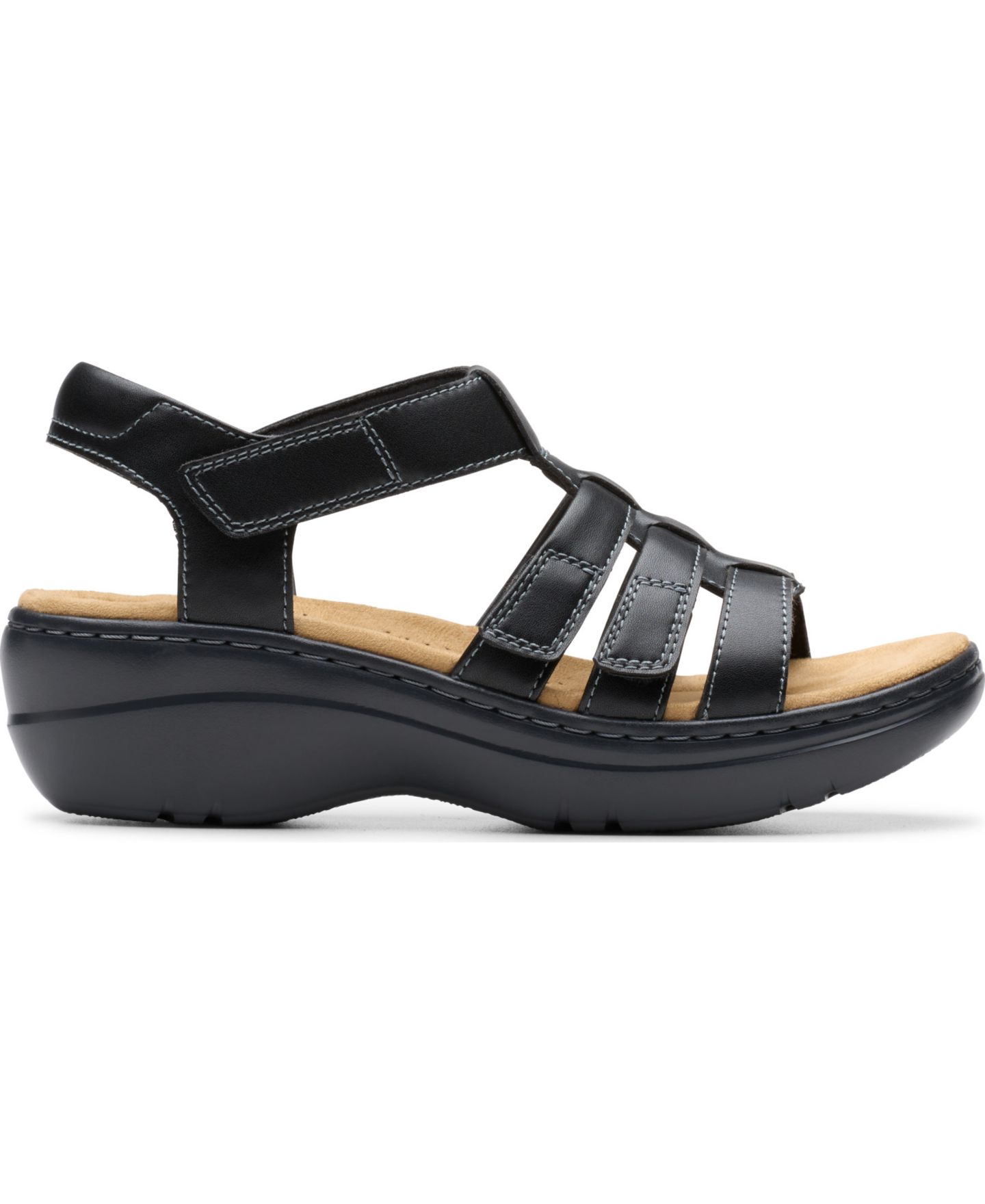 Женские сандалии Clarks Collection Merliah2 Ruby Round Toe, цвет: Чёрный кожаный — фото 2