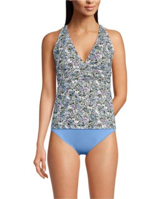 Women's V-Neck Plunge X Back Tankini Top