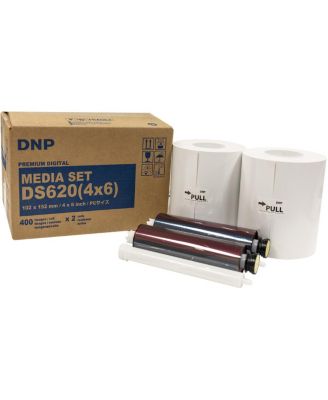 2x 4x6" Dye Sub Media for DS620A Printer, 400 Prints Per Roll, 2 Piece