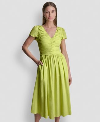 Women's V-Neck Puff-Sleeve Dress