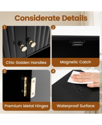 Fluted Wall-Mount Bathroom Cabinet with Open Shelf, Storage Organizer