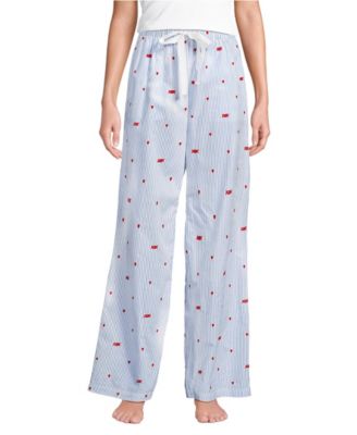 Women's Poplin Wide Leg Sleep Pants