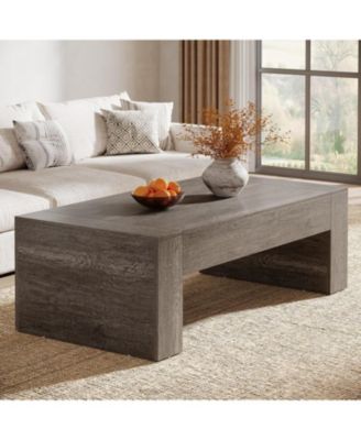 51-Inch Rectangular Coffee Table for Living Room, Farmhouse Accent Center Cocktail Tea Table with Sturdy Base, Vintage Tea Furniture