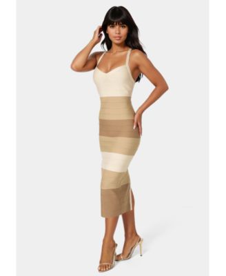Women's Colorblock Bandage Midi Dress