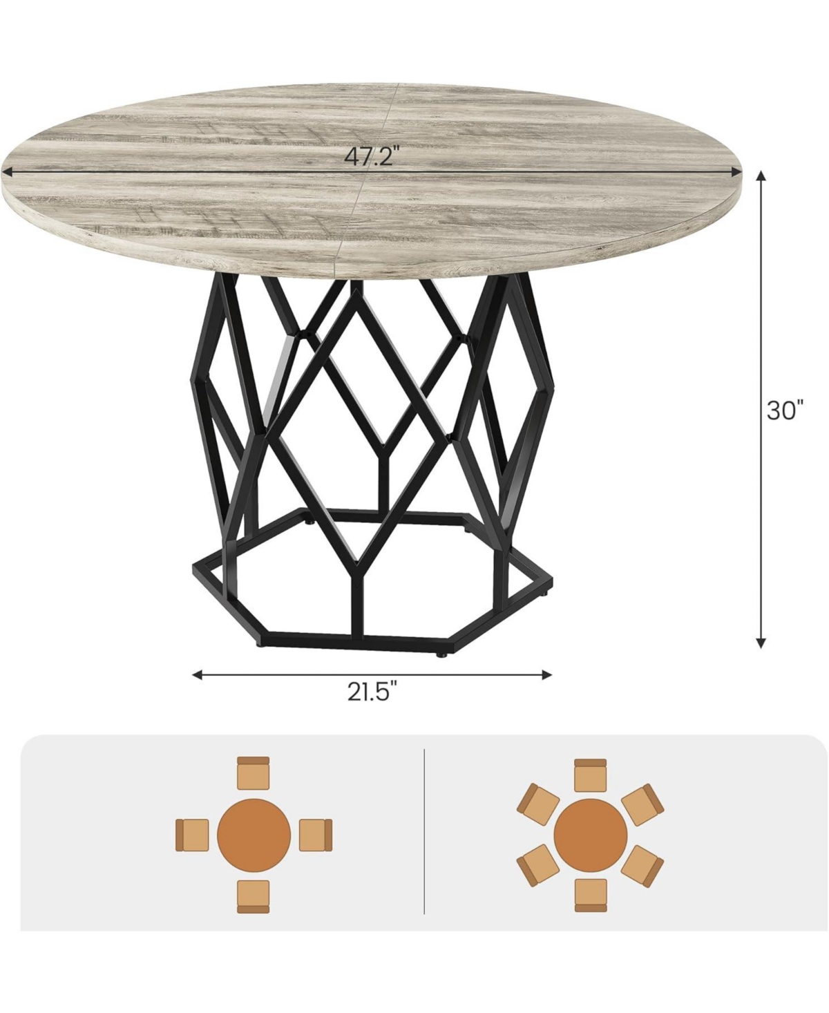 gaomon Kitchen Round Dining Table 4-6 People Kitchen and Dining Room Tables