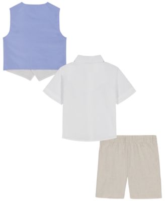Baby Boys' V-Neck Vest, Shirt and Shorts, 3-Piece Set