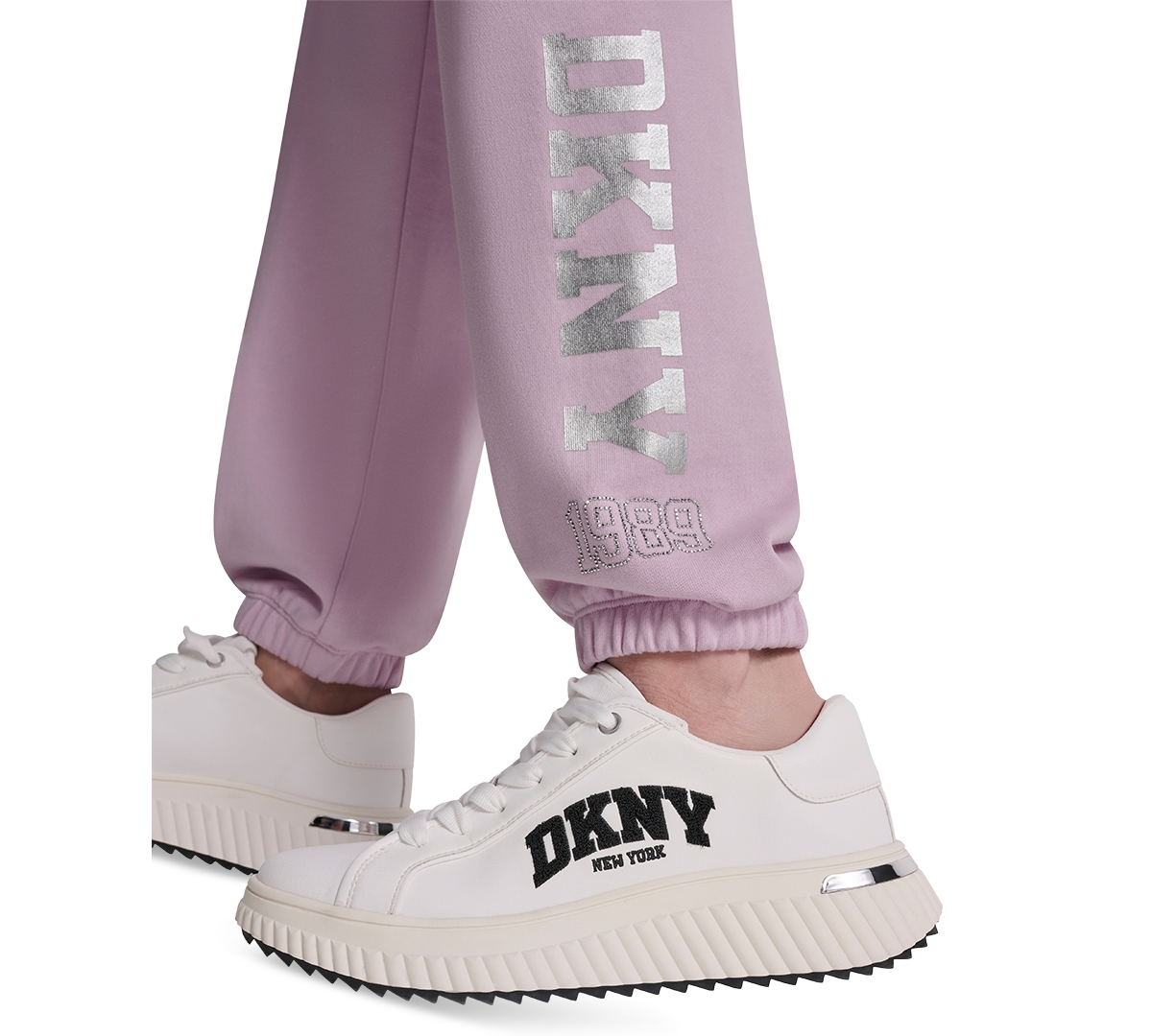 Dkny Sport Women's 1989 Rhinestone Logo High-Rise Relaxed Joggers