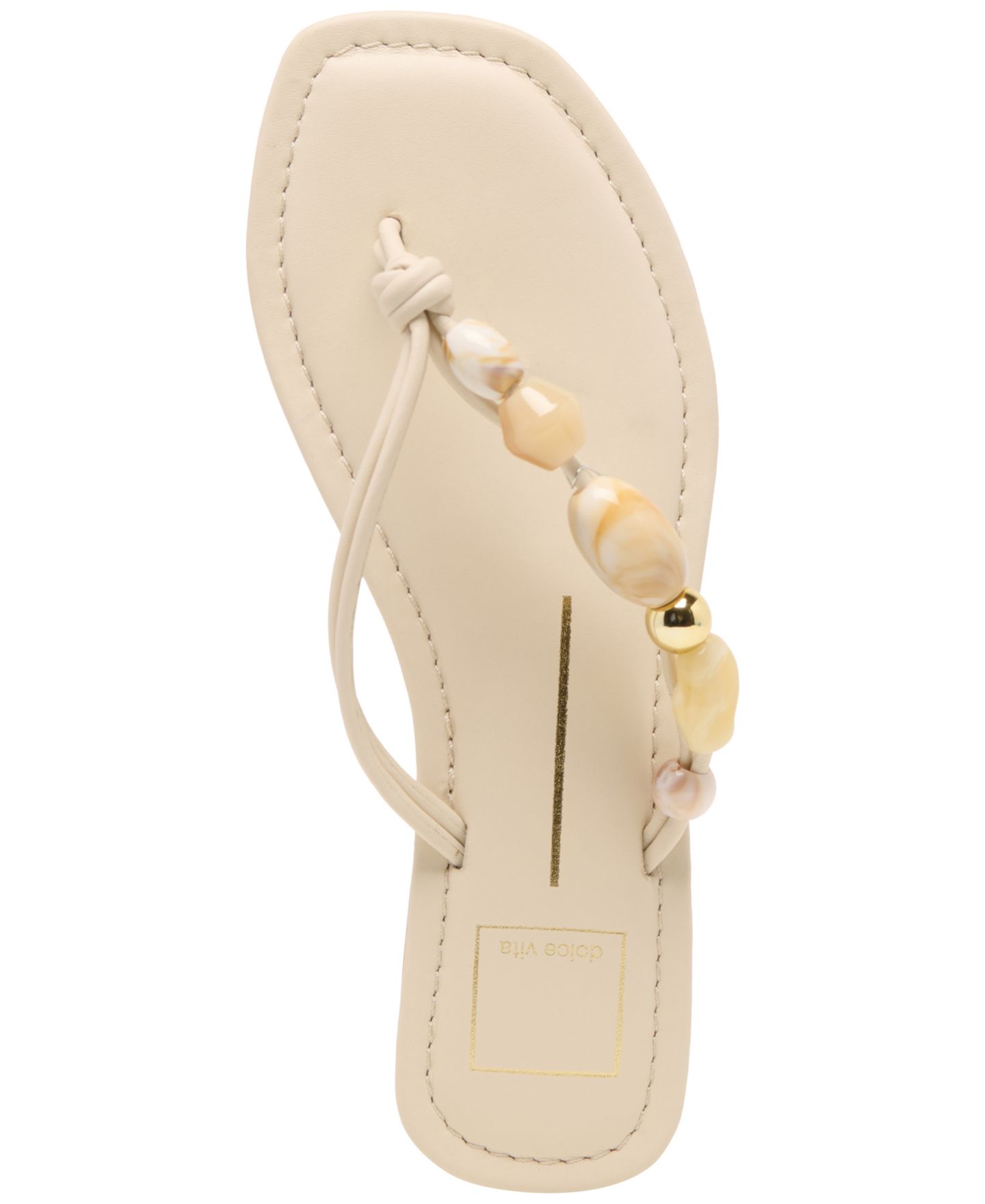 Женские сандалии Dolce Vita Cely Embellished Thong Flip-Flop, цвет: Слоновая кость кожаный — фото 4