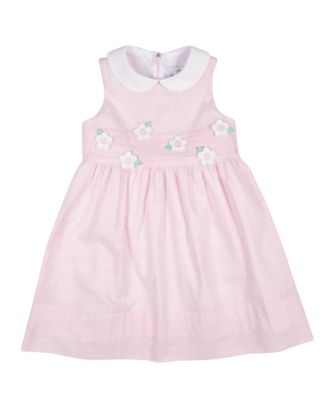 Toddler Girls Linen Look Dress With Flowers