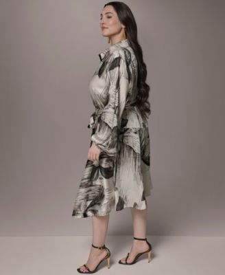 Plus Size Balloon-Sleeve Shirt Dress