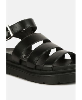 Womens Belcher Faux Leather Gladiator Sandals