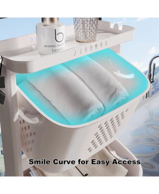 4-Tier Laundry Hamper Sorter, Vertical Laundry Baskets with Wheels, Removable, Stackable Laundry Cart, Laundry Storage Organizer for Dorm