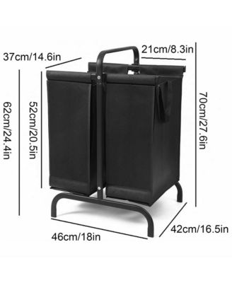 2-Tier Laundry Hamper, 110L Capacity Oxford Clothes Basket with Lid, 2 Removable Bags and Sorting Cards for Bedroom, Laundry Room
