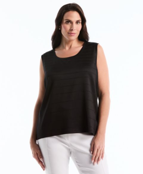 Женский топ Rafaella Plus Size Ottoman Knit Sleeveless Crewneck, цвет: Чёрный