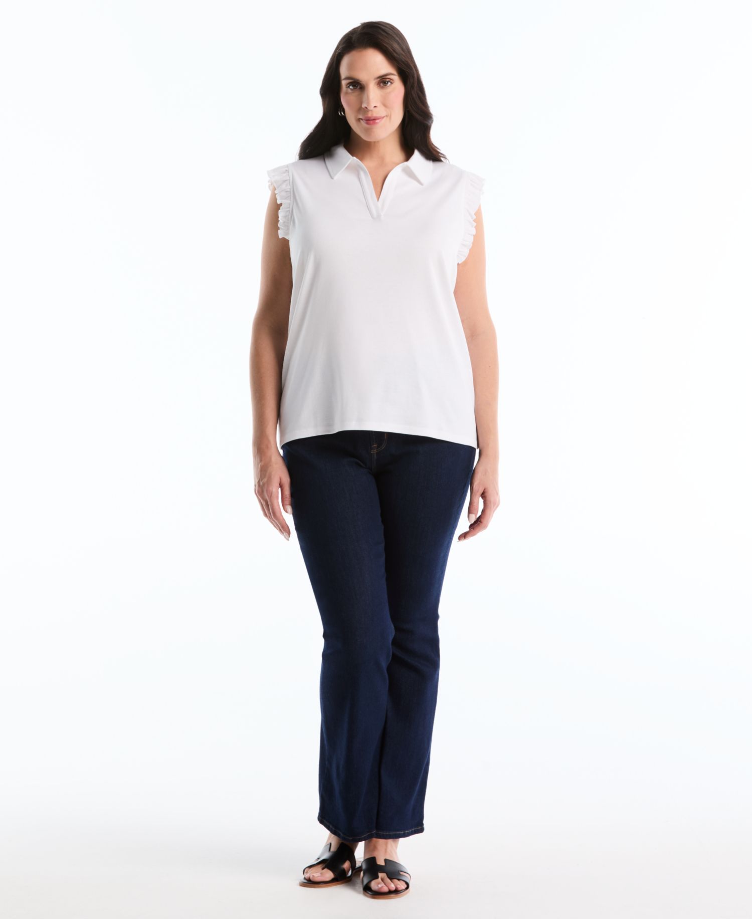 Petite Ruffle Sleeveless Polo Shirt