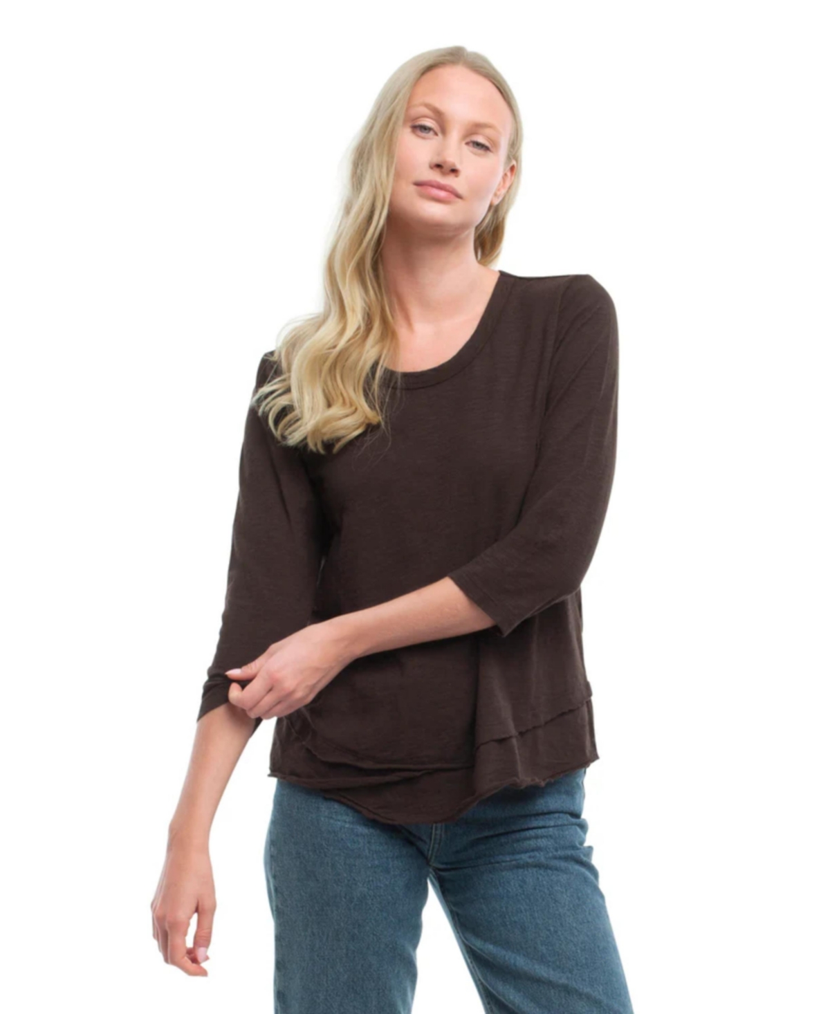 Wilt Clothing Women's 3/4 Sleeve Mock Layer Tee