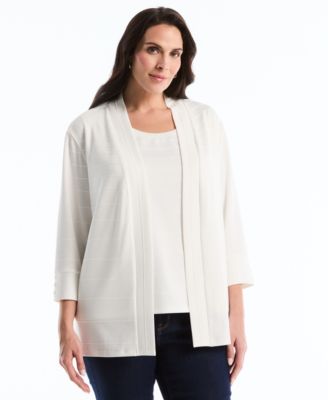 Plus Size Ottoman Open Front Knit Cardigan Sweater