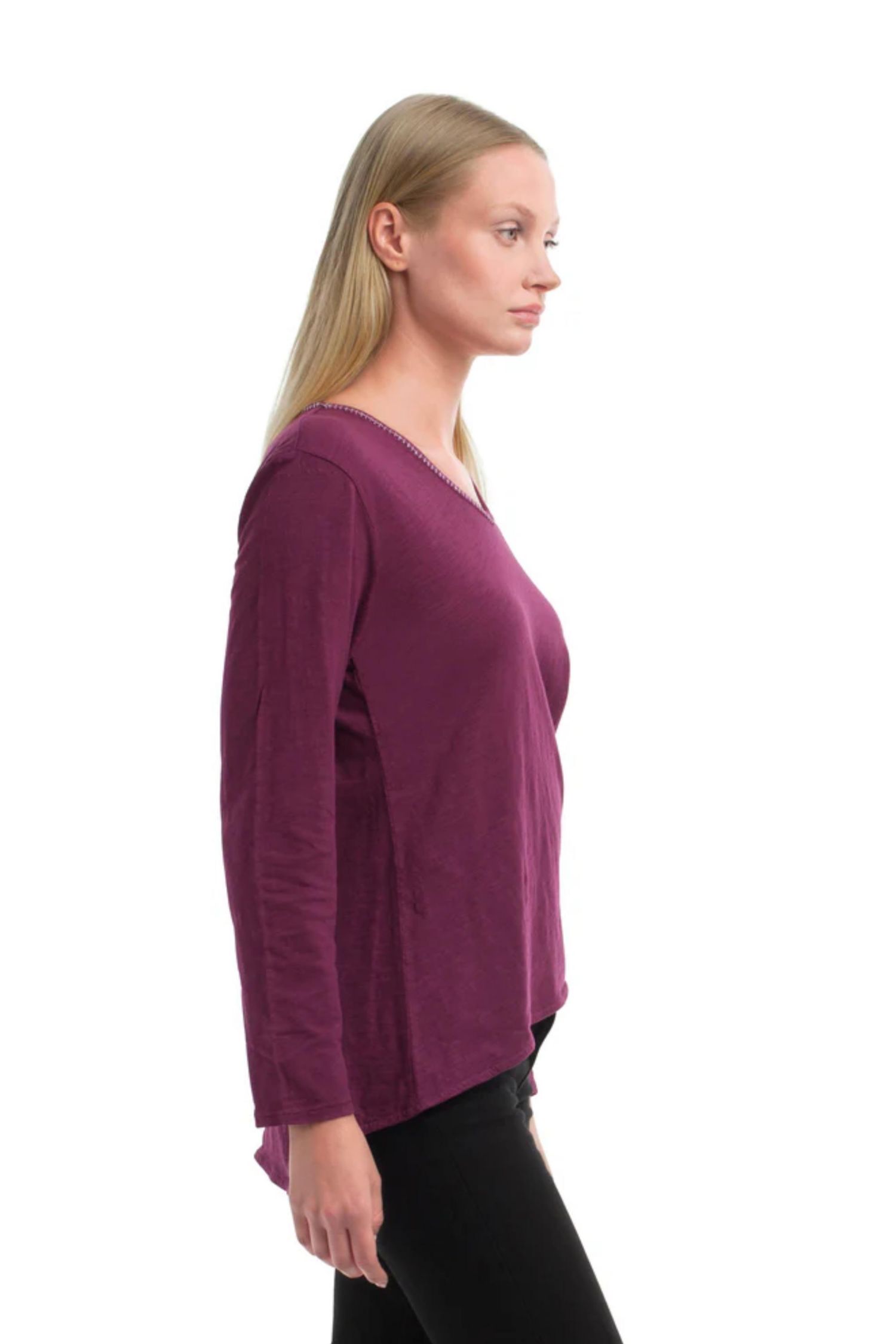 Women's Metallic Thread V-Neck Tee