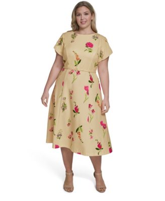 Plus Size Jewel Neck Midi Dress