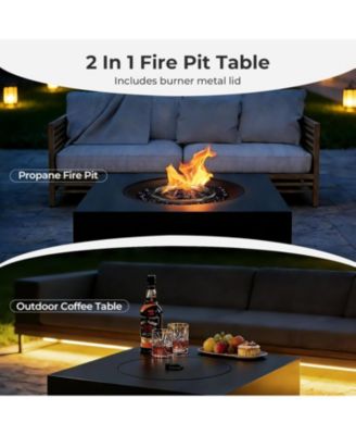 28" Square Propane Fire Pit Table, 40,000 BTU with Cover
