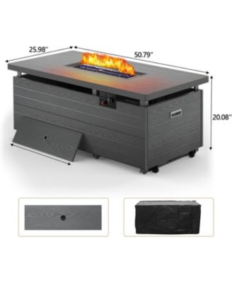 50" Propane Fire Pit Table, 50,000 BTU with Adjustable Flame