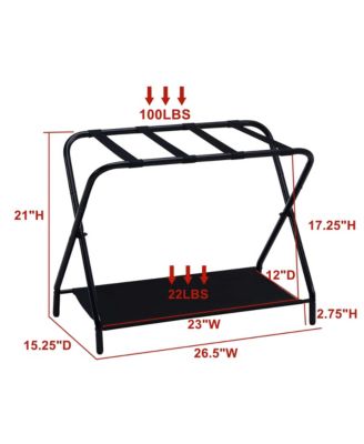 Folding Luggage Rack with Nylon Straps