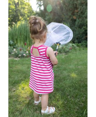 Little Girls Stripe Knit Dress With Flower