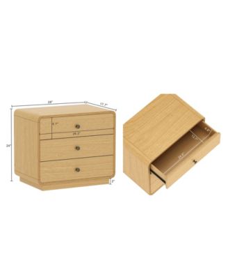 Liora 28" Rubberwood 3-Drawer Nightstand