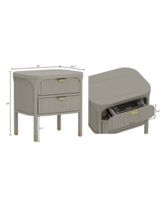 Park 24" Rubberwood 2-Drawer Nightstand