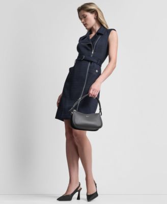 Petite Hopsack Moto Sleeveless Dress