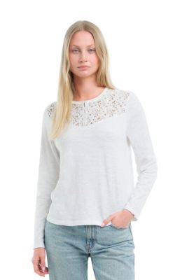 Women's Lace Yoke Henley Tee
