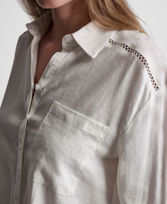Petite Long-Sleeve Button Front Shirt