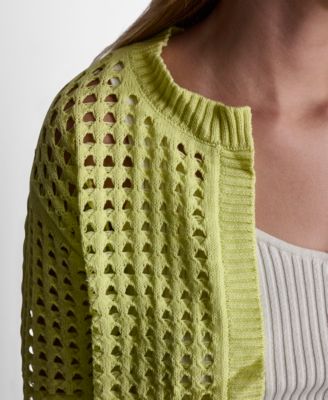 Petite Open-Stitch Drop-Shoulder Cardigan Sweater