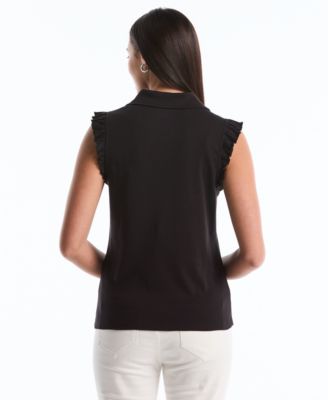 Petite Ruffle Sleeveless Polo Shirt