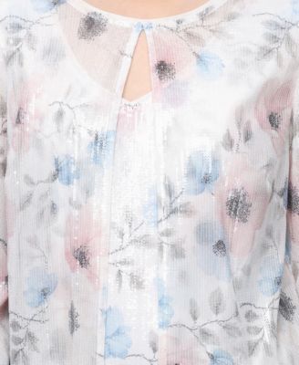 Women's Sequin Detail Boat Neck Twinset Top