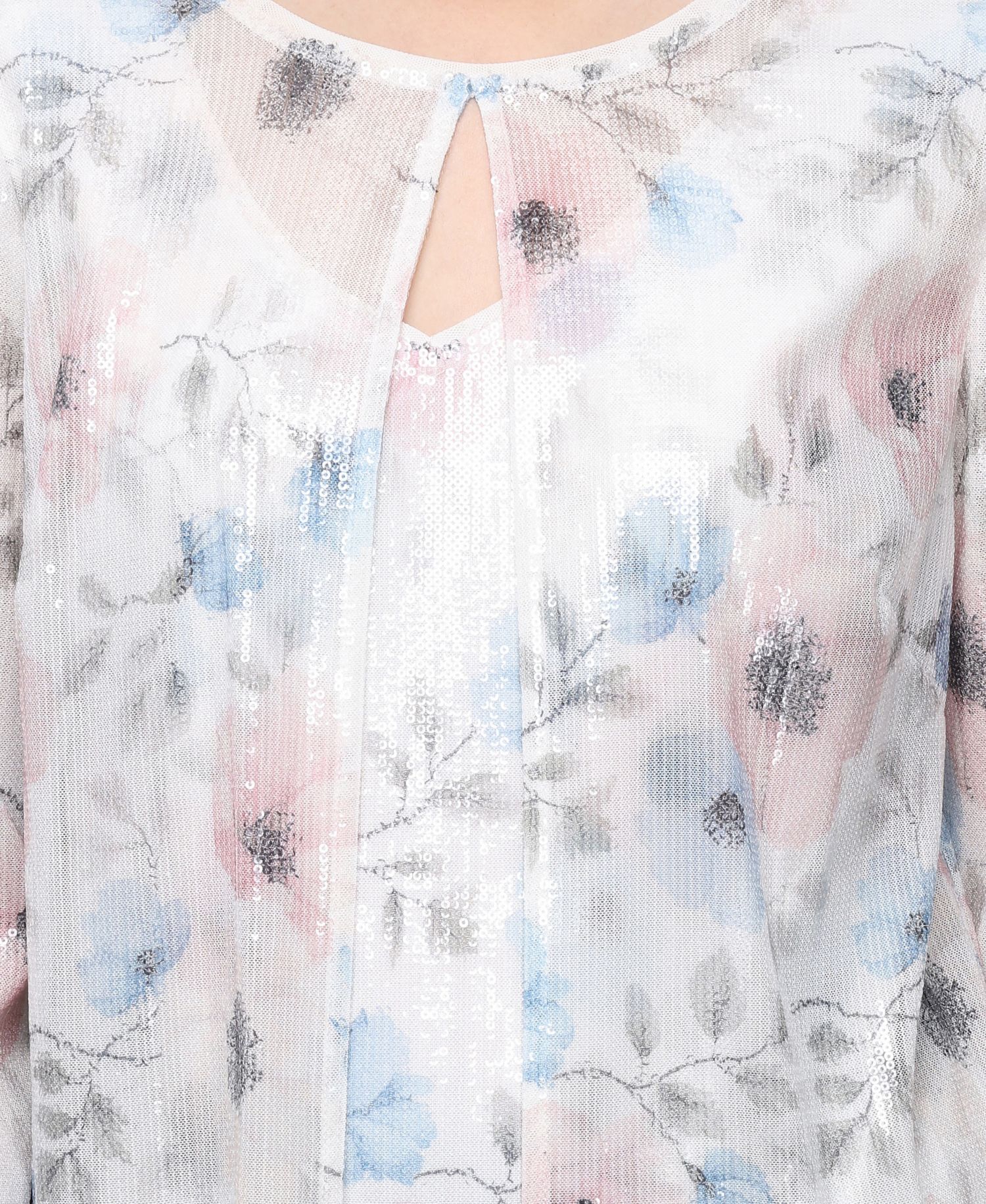 Women's Sequin Detail Boat Neck Twinset Top