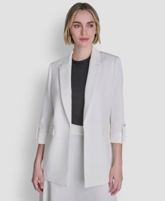 Women's Textured Notch Collar Open-Front Jacket