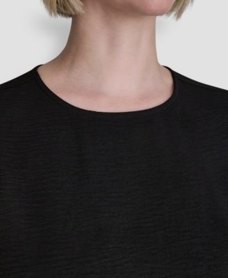 Women's Textured Woven Short-Sleeve Crew Neck Top