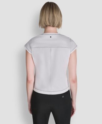 Women's City Ponte Knit Cap-Sleeve Crew Neck Top