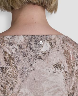 Women's Printed Tissue Knit Boat Neck Top