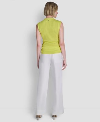 Women's Printed Tissue Knit Sleeveless Crew Neck Top