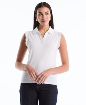 Petite Ruffle Sleeveless Polo Shirt