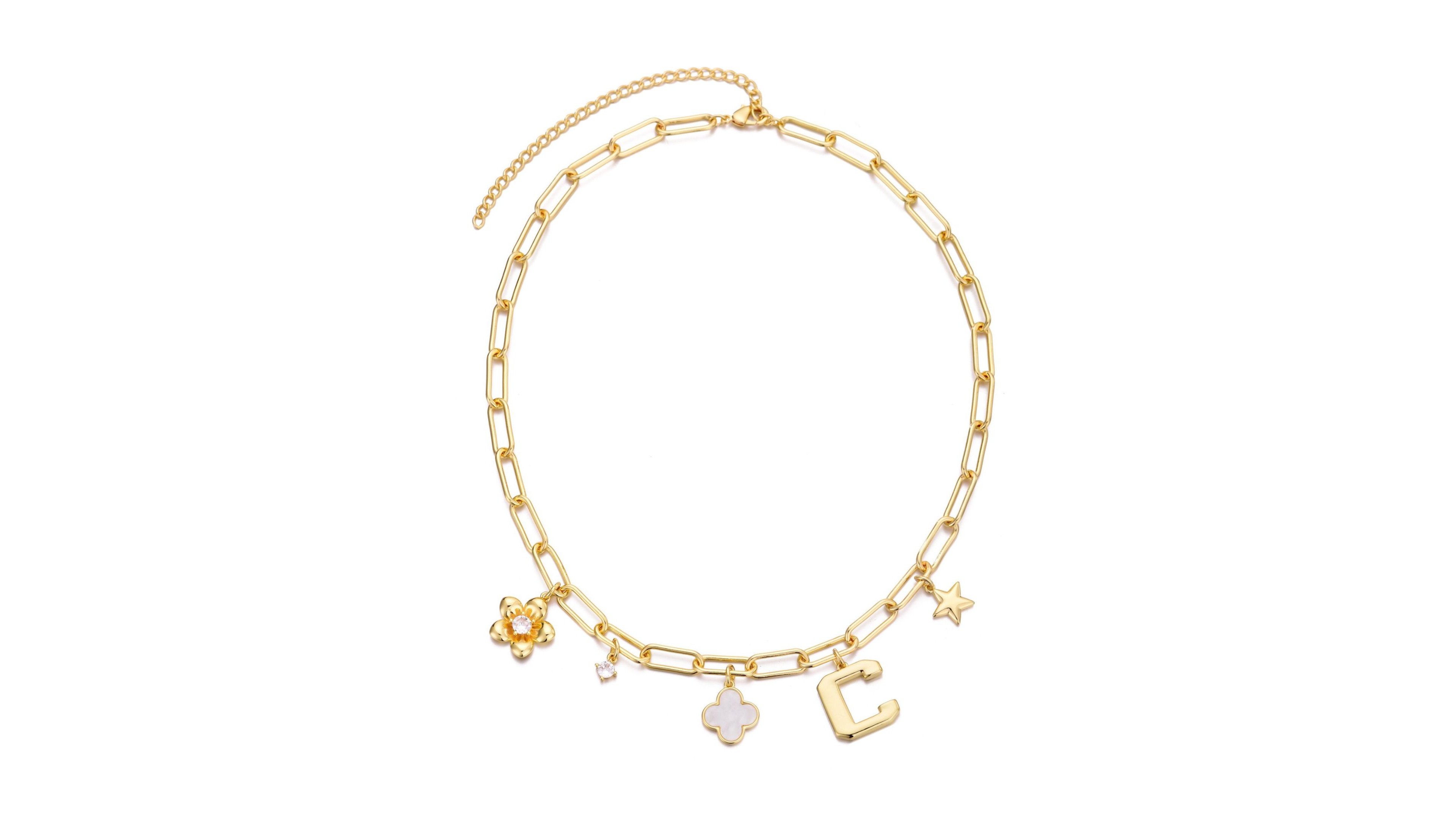Adornia Gold Initial Chunky Charm Necklace