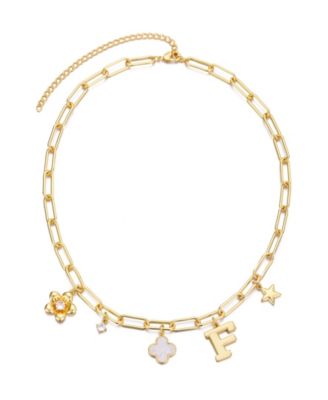 Gold Initial Chunky Charm Necklace
