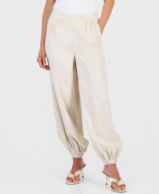 Petite Linen-Blend Pull-On Drawstring Pants